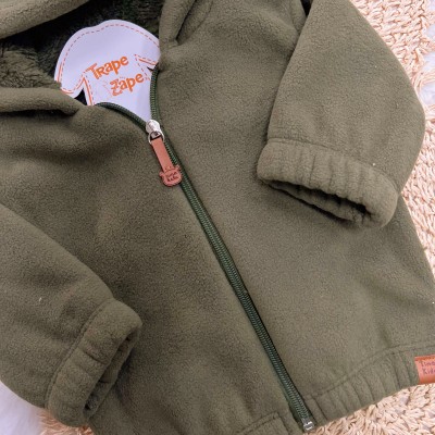  Jaqueta em Fleece com Pelinhos e Capuz - Verde
